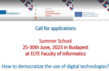 ELTE Faculty of Informatics is organizing a summer school on democratizing digital technologies