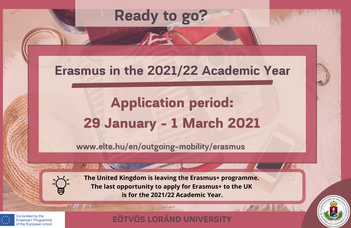 First call for application: Erasmus+ Scholarship for studies and traineeship for the 2021/22 Academic Year