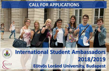 ELTE International Student Ambassadors 2018/2019 CALL FOR APPLICATIONS